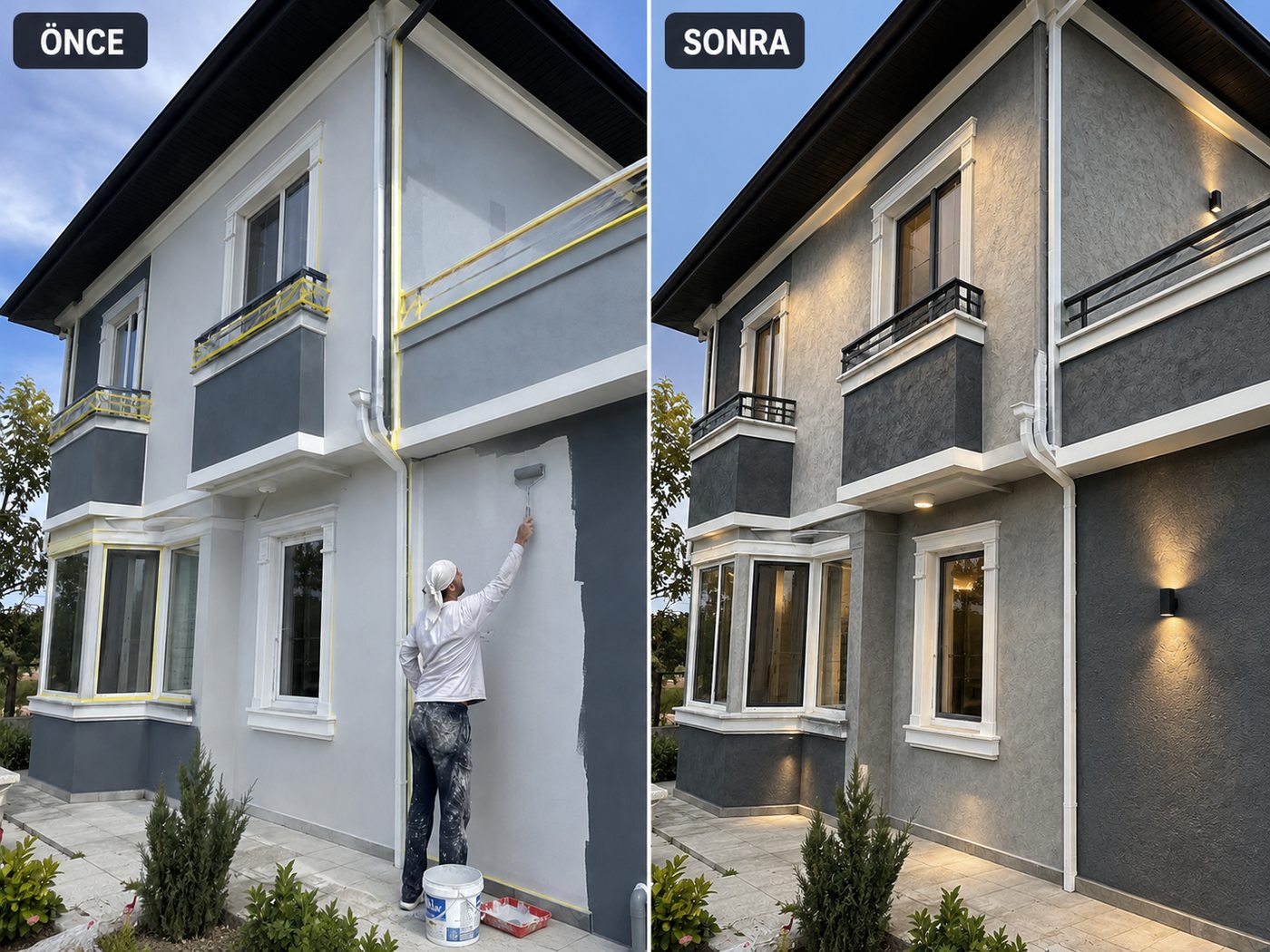 Yeşilyurt dış cephe boya öncesi ve sonrası