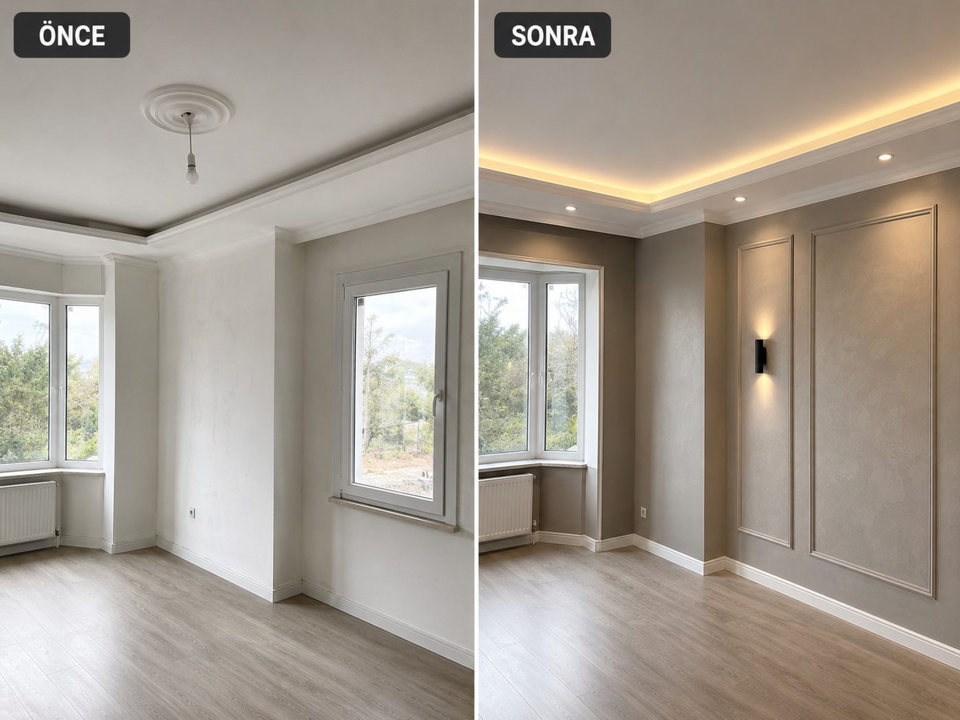 Yeşilyurt iç cephe boya öncesi ve sonrası